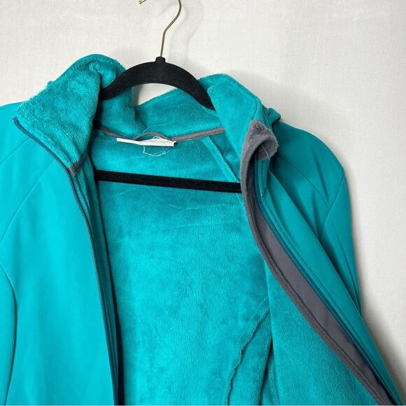 FREE COUNTRY / teal blue faux fur lined full zip hooded jacket / L - Picture 3 of 7
